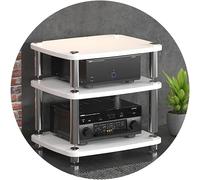 HiFi Audio Cabinet Stand 4-Layer MDF Rack with Shock-Absorbing FeetPower Amplifier Shelf for Record Player Home Theater Audio Equipment Storage