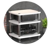 HIFI Audio Cabinet Stand for Record Player - MDF AV Shelf with Shock Absorbing Feet Power Amp Storage Wood Finish 60x48x10cm Stylish Audio Equipment Rack.