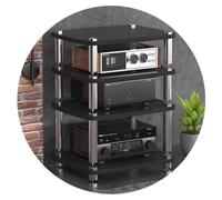HIFI Audio Cabinet Stand for Record Player - MDF AV Shelf with Shock Absorption Feet Power Amp Storage Black Equipment Rack 60x48x76cm - Stylish & Durable