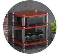 HIFI Audio Cabinet Stand - MDF Record Player Rack with Shock-absorbing Feet for Power Amplifier, 3-Tier Design, 60cm x 48cm x 57cm