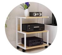HiFi Audio Cabinet with 3 MDF Shelves, Multi-Functional Audio Stand, Rolling Entertainment Center for TV, White, 50 x 40 x 75 cm, 3 Levels Storage Solution