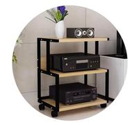 HiFi Audio Cabinet with 3 MDF Shelves, Multifunctional Audio Stand, Rolling Entertainment Center for TV - Black, Size: 50 x 40 x 75 cm (3 Levels)
