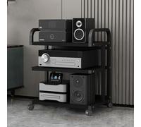 HiFi Audio Rack 3/4/5 Tier Adjustable Shelf with Universal Wheels Sturdy Support Stand for Turntables & HiFi Components Stylish Wood Design Perfect for Home Theater