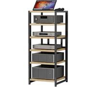 HiFi Audio Rack 6 Tier Multimedia Stand for Gaming Consoles & Printers Adjustable Shelves Open Design Storage Solution for Home Office & Theater Systems