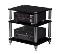 HiFi Audio Rack Cabinet - 2/3/4-Tier Record Player Stand AV Shelf for Turntable Amp Sky Box Printer - Black (60x48x10cm 1 Tier)