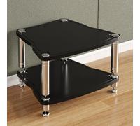 HiFi Audio Rack2Tier Carbon Steel AV Media Stand with ShockAbsorbing Feet Open Video & Audio Shelf Easy Assembly Black 65x55x41cmPerfect for Stereo Systems