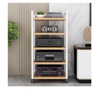 HiFi Audio Racks - 3/4/5 Tier Stereo Stands for Home Theater & Living Room Height-Adjustable Wood Media Cabinet on Wheels Stylish White Finish