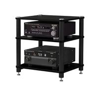 HiFi AV Rack Shelf2/3/4Tier Audio Video Stand for Living Room MultiFunctional Cabinet for Turntable Amp Sky BoxBlack (60x48x59cm 3 Tier)