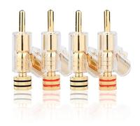 HiFi Banana Plugs Speaker Connectors Screw Locking Banana Plugs Gold Plated Banana Connector Jack for Speaker Cable-2Pairs / 4 pcs