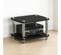 HiFi Home Theater Audio Rack Stand - 2-Tier Vibration Damping Speaker Cabinet for Gaming Consoles & Entertainment Systems - Stylish Black Shelf for Home/Office/Theater