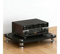 HiFi Home Theater Audio Rack Stand Vibration Damping Speaker Cabinet Entertainment Console Shelf for Gaming & Media 1 Tier Black - Perfect for Home/Office/Theater Setup