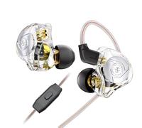 HiFi IEM for Gaming, CCZ MC02 in Ear Monitors, Clear Crystal Sound Gaming Earbuds, 10mm 1DD Wired Headphones with Patented IEMS Ear Tips for Computer Laptop School Students (Clear White, With Mic)
