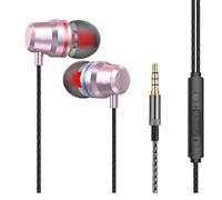 HiFi In-Ear Headphones Wired Earphones with Microphone and Volume Control, Noise Isolating and Deep Bass, Lightweight Earphones, 3.5 mm Earbuds Compatible with Mp3 Players, Android (Rose Gold)