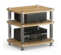 HiFi Media Stand AV Rack for Stereo Systems 4 Tier Audio Tower Storage Cabinet with Shelves Perfect for Living Room Game Room Studio (Black)