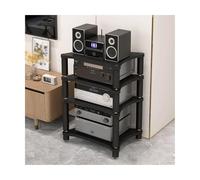 HIFI nd 4 Tier Wooden AV Ma Rack with Shock-Ang Feet CD Record Player & Ste Receiver Display for Living Room Modern o Equint Cabinet (Nero)