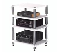 HiFi o Cabinet 4-Tier nd for Record Player, AV Shelf & TV Table, White o Rack for Amp, Turntable, Printer & Sky Box (60x48x76cm)