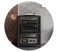 HiFi o Cabinet, AV Rack, Home Entertainment Fur, Sto for AV Amplifier, Turntable, Sky Box, Printer - Black, 60 x 48 x 30 cm