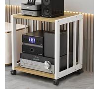 HiFi o Rack, Rolling o Cabinet, Corner Shelf, Adjustable 2-Tier o Stand, Conent Sto, Walnut & White h, Perfect for Home Theater and Music Systems.