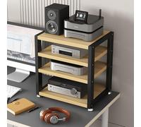 HiFi o Stand 3-Tier Desktop Ste Cabinet MovableSto Shelves Small Light Walnut HiFi Cabinet for Streaming Devices 35x35x48cm