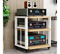 HiFi Rack AV Media Stand 2/3/4-Tier Amplifier Audio Rack | Wooden Stereo Cabinet with Casters Adjustable Shelves CD Player Stand for Home Theater /Office(Walnut,3 Tier)