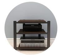 HiFi Rack AV Shelf 2/3/4-Tiers TV Stand Multifunctional MDF Shelves For Av Amp Professional Speaker Tray Tripod Speaker Rack Amplifier Rack (Color : Brown -B, Size : 70 * 55 * 65cm(3Tier))