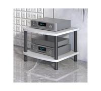 HiFi Rack for AV Equipment Wooden Media Stand CD Turntable Stereo Component Tower TV Console Home Theater Shelving Unit (White 2Tier)