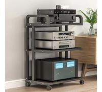 HiFi Rack for Vinyl Records - 3/4/5-Tier Turntable Stand, Media Storage Shelf for TV, DVD, CD, Audio Systems - Entertainment Center with Wheels, Stereo Receiver (Black, 50x40)