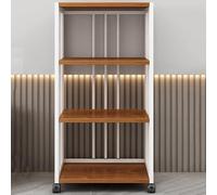 HiFi Rack Media Storage Cabinet with Wheels, 4-Tier Record Player Stand, Adjustable Shelf, Stylish White & Teak Finish, Perfect for Audio Equipment & Home Decor