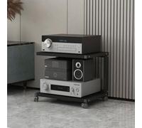 HiFi Rack Mobile Media Console with 360° Wheels Open Audio Stand Printer Cart Record Player Table Easy to Move for Living Room & Office Stylish & Functional Audio Shelf