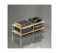 HiFi Rack Stereo Stand2 Tier Audio Video Media Shelf for CD/DVD Player Gaming Console TV Box Wood Corner Unit for Home Entertainment System