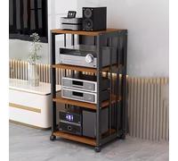 HiFi Racks 4-Layer Audio Stand - Floor-Standing Stereo Component Cabinet Large Capacity Media Shelf Tower for Amplifiers DVD Rack & TV Accessories - Easy to Move Modern Black