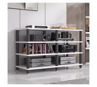 Hifi Racks 4 Tier Home Entertainment Media TV Stereo Stand, Corner Audio Video Tower Rack Component Cabinet, Record Player Turntable Amplifier Receiver Shelf Game Console Storage Unit Speake