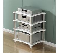 HiFi Racks Media Storage Cabinet 4-Tier AV Media Stand for Audio & Video Modern White Entertainment Center Record Player & Stereo Component Rack Stylish Media Organizer