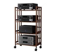 HiFi Stand 4 Tier AV Media Stand Audio Rack Shelf with Adjustable Shelves Office Home CD Record Player Stereo Receiver Cabinet Component Storage Unit for TV Game Console Corner Projector and