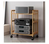 HiFi Stand with Adjustable Wheels, 2-Tier Sto for o & Video Equint, le Shelves, Multifunctal Home Theater nizer, 60cm Wide