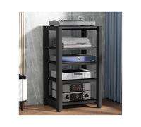 HIFI Stereo Audio Tower Rack - 5 Tier Wooden Media Stand with Adjustable Shelves Corner Shelf for CD/DVD/Record Player - Perfect for Home Theater & AV Components (Nero)