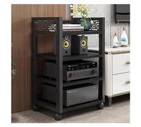 HiFi Stereo Racks on Wheels for Living Room & Bedroom - Heavy Duty Media Storage Cabinet for Speakers DVD Player & Woofer - 3/4/5 Tier Rolling Entertainment Stand
