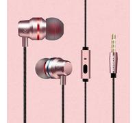 HIFI Super Bass Earphones With Mic | Noise Isolating Ear Buds | 3.5mm Jack Tangle-Free Cord | MP3 Player (Rose)