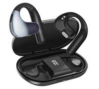 HIFI WALKER T20 Open Ear Headphones, True Wireless Open Ear Earbuds Headphones Bluetooth 5.3, Sports Earbuds with 16.2mm Drivers-Soft Earhooks, 50h Playtime Led Display, Surround Sound, Fast Charging