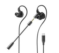 HiFi Wired Earbuds Featuring Detachable Mic & Noise Isolating Design for Gaming Music - Ergonomic in-Ear Monitor with 3.5mm Jack Black 1.2M Wire(Type-C)
