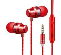 HIFI Wired Headphones, In-Ear Noise Isolation 3.5mm Jack Plug Earphones, In Ear Tangle-Free Cord with Enhanced Heavy Bass Stereo Sound Earbuds with Microphone for MP3