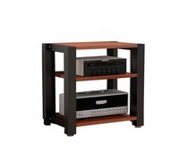 HiFi Wooden & Steel Rack, Adjustable Record Player Table & Router Cabinet, Corner Ste Console Shelf Rack for o Systems & Cact Systems (Reddish Brown, 60x51x60cm)