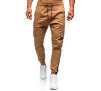 HIFI7 Men's Trousers Mens Cargo Trousers Slim-Fit Casual Pants (UK, Alpha, XXL, Regular, Regular, Kakhi)