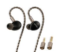 HiFiGo IEM Earbuds, KEFINE Quatio 2DD+2BA In Ear Monitor with 10mm DLC Diaphragm, 3 Tuning Nozzles, Aviation Aluminum Shell & Silver-Plated OCC Cable HIFI Wired Earbuds for Musician Audiophile (Black)