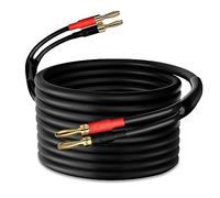 HiFind Speaker Cable Wire 30 Ft with Gold-Plated Banana Tip Plugs-UL CL3 Rated-Indoor&Outdoor&in Wall-Flexible-16 AWG Gauge Tinned Copper for Bi-Wire Bi-Amp HiFi Surround Sound-Black