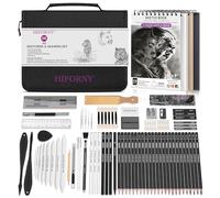 HIFORNY 100 PCS Drawing Set Sketching Kit,Sketch Pencils Art Supplies with Graphite,Charcoal,Blending Tools & Accessories,Portable Zippered Travel Case for Artists & Beginners