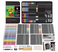HIFORNY 120 PCS Drawing Set Sketching Kit, Art Supplies with 3-Color Sketchbook,Coloring Book,Rainbow,Colored,Watercolor,Metallic,Graphite,Black & Colored Charcoal Pencils,Blending Tools and More