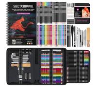 HIFORNY 176 PCS Art Supplies Drawing Set Sketching Kit with 100 Sheets 3-Color Sketchbook,Graphite Colored Charcoal Watercolor & Metallic Pencils,Blending Tools and More, for Beginner Artists