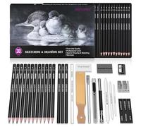 HIFORNY 30 PCS Sketching Drawing Pencil Set,Sketch Pencils Art Supplies with Graphite,Charcoal,Blending Tools,Accessories,Drawing Kit for Adults Artists