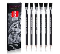 HIFORNY 6pcs Eraser Pencil with Brush,Eraser Pencils for Artists,Erasing Small Details or add Highlights for Sketching,Charcoal Drawings